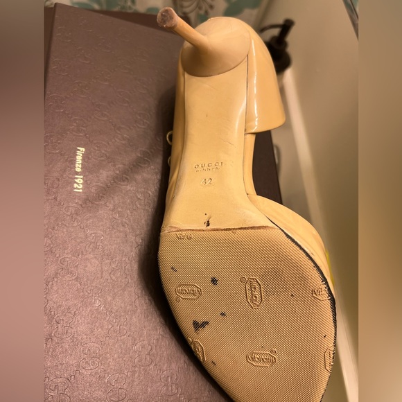 Gucci Noah Patent Half D'Orsay Nude Patent Pump. Size 12 Woman with Box - Picture 6 of 7